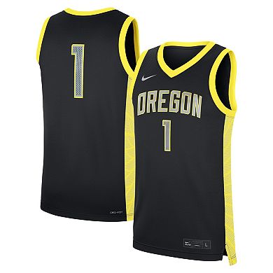 Men's Nike Black Oregon Ducks #1 Alternate Replica Basketball Jersey