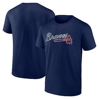 Men's Logo Athletic Navy Atlanta Braves Wordmark T-Shirt