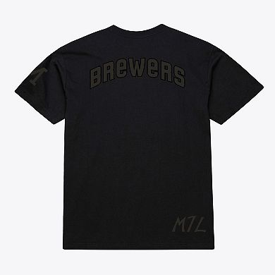 Men Mitchell & Ness Black Milwaukee Brewers Cooperstown Collection Phantom T-Shirt