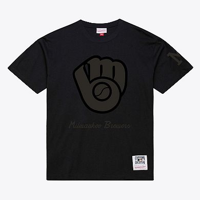 Men Mitchell & Ness Black Milwaukee Brewers Cooperstown Collection Phantom T-Shirt