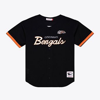 Men's Mitchell & Ness Black Cincinnati Bengals Head Coach Mesh Full-Button Fashion Jersey