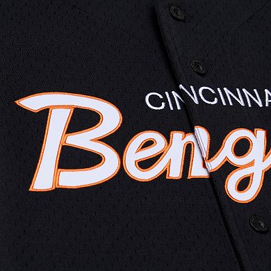 Men's Mitchell & Ness Black Cincinnati Bengals Head Coach Mesh Full-Button Fashion Jersey