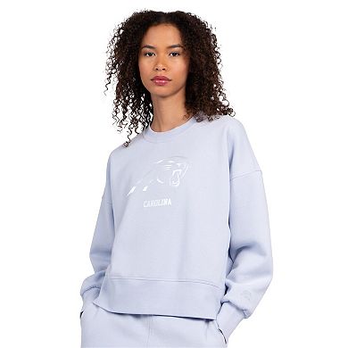 Women's Starter Light Blue Carolina Panthers Travel Pastels Boxy Fleece Sweatshirt