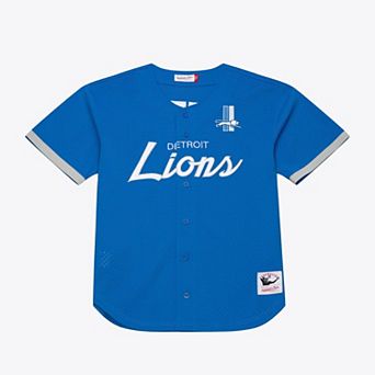 Men's Mitchell & Ness Blue Detroit Lions Head Coach Mesh Full-Button Fashion Jersey