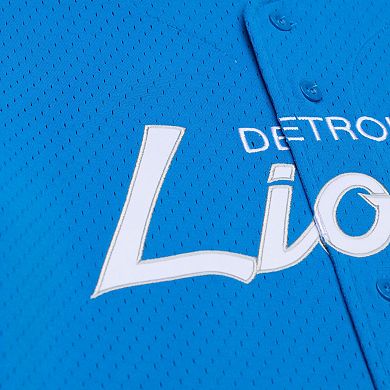 Men's Mitchell & Ness Blue Detroit Lions Head Coach Mesh Full-Button Fashion Jersey