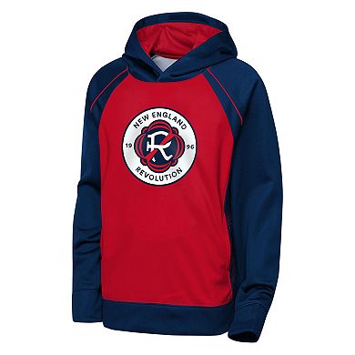 Youth Outerstuff Red/Navy New England Revolution Striker Fleece Hoodie