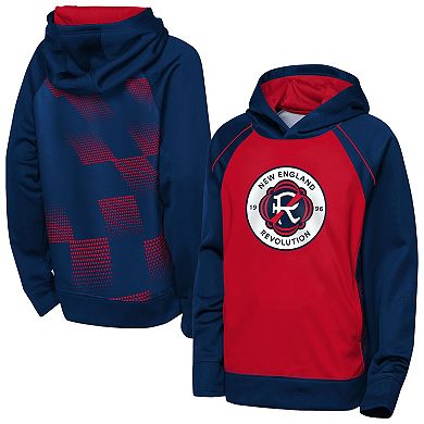 Youth Outerstuff Red/Navy New England Revolution Striker Fleece Hoodie