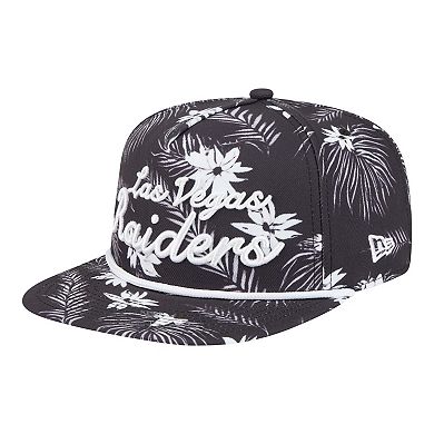 Men's New Era Black Las Vegas Raiders Palm Print A-Frame 9FIFTY Snapback Hat