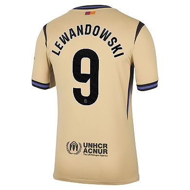 Men's Nike Robert Lewandowski Gold Barcelona 2025/26 Away Stadium Replica Jersey