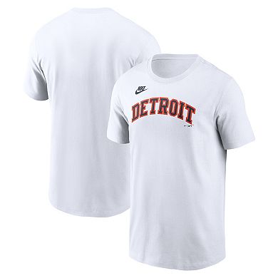 Men's Nike White Detroit Tigers Cooperstown Collection Wordmark T-Shirt