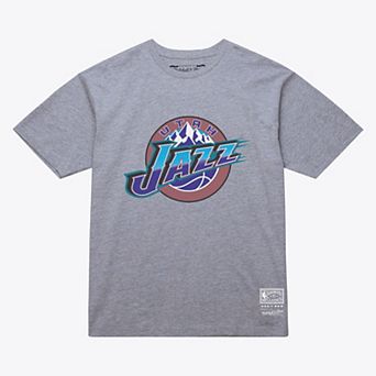 Unisex Mitchell & Ness Heather Gray Utah Jazz Hardwood Classics Arch T-Shirt