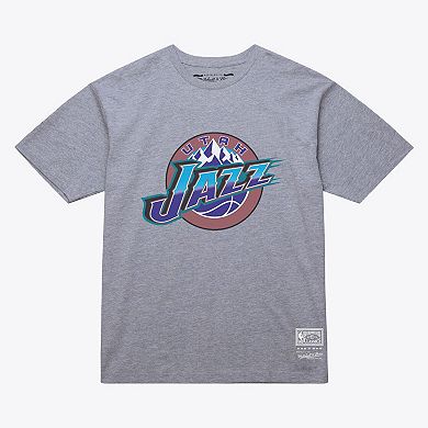 Unisex Mitchell & Ness Heather Gray Utah Jazz Hardwood Classics Arch T-Shirt