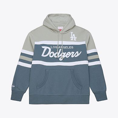 Men's Mitchell & Ness Gray Los Angeles Dodgers Thunderstorm Head Coach Hoodie