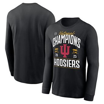 Men's Black Indiana Hoosiers College Football Playoff 2025 National Champions Locker Room Replica Long Sleeve T-Shirt
