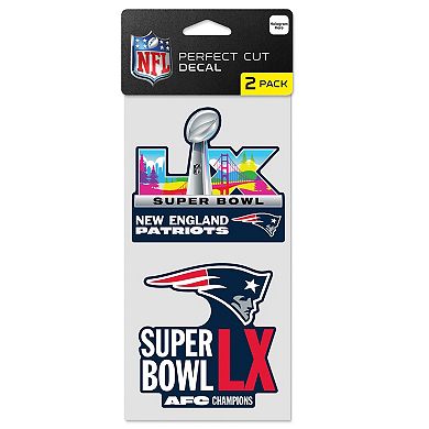 "WinCraft New England Patriots 2025 AFC Champions Two-Pack 4"" x 8"" Perfect Cut Decal Set"