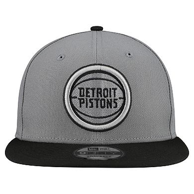 Men's New Era Gray Detroit Pistons Core Logo Storm Gray Two-Tone 9FIFTY Snapback Hat