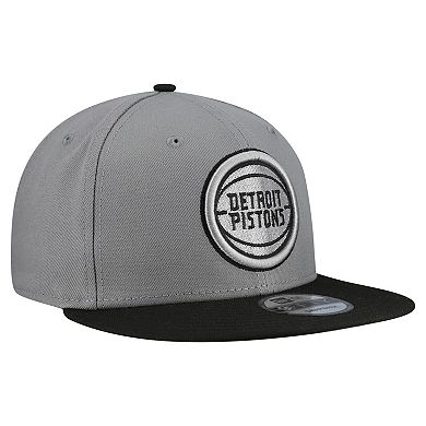 Men's New Era Gray Detroit Pistons Core Logo Storm Gray Two-Tone 9FIFTY Snapback Hat