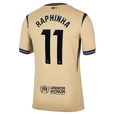 Men's Nike Raphinha Gold Barcelona 2025/26 Away Stadium Replica Jersey