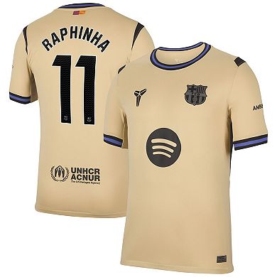 Men's Nike Raphinha Gold Barcelona 2025/26 Away Stadium Replica Jersey