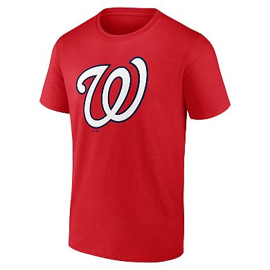 Men's Logo Athletic Red Washington Nationals Official Logo T-Shirt
