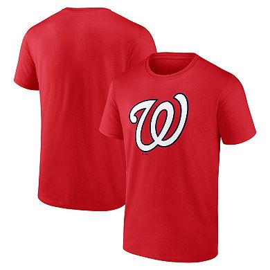 Men's Logo Athletic Red Washington Nationals Official Logo T-Shirt