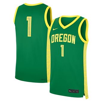Men's Nike Green Oregon Ducks #1 Road Replica Basketball Jersey