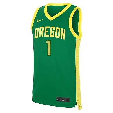 Men's Nike Green Oregon Ducks #1 Road Replica Basketball Jersey