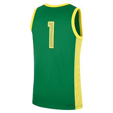Men's Nike Green Oregon Ducks #1 Road Replica Basketball Jersey