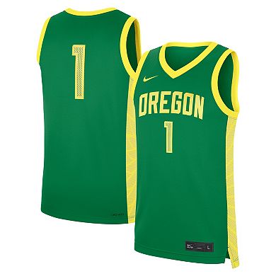 Men's Nike Green Oregon Ducks #1 Road Replica Basketball Jersey
