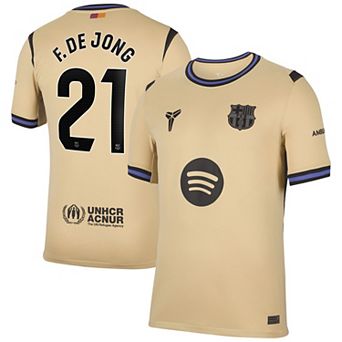 Men's Nike Frenkie de Jong Gold Barcelona 2025/26 Away Stadium Replica Jersey
