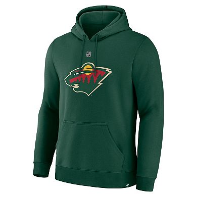Men's Fanatics Quinn Hughes Green Minnesota Wild Authentic Stack Name & Number Hoodie