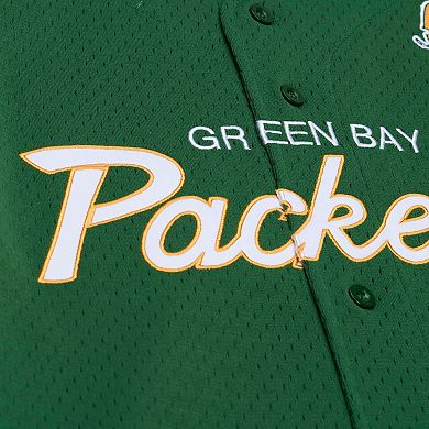 Men's Mitchell & Ness Green Bay Packers Green Head Coach Mesh Full-Button Fashion Jersey