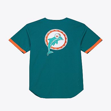 Men's Mitchell & Ness Aqua Miami Dolphins Head Coach Mesh Full-Button Fashion Jersey