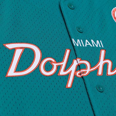 Men's Mitchell & Ness Aqua Miami Dolphins Head Coach Mesh Full-Button Fashion Jersey