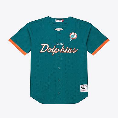 Men's Mitchell & Ness Aqua Miami Dolphins Head Coach Mesh Full-Button Fashion Jersey