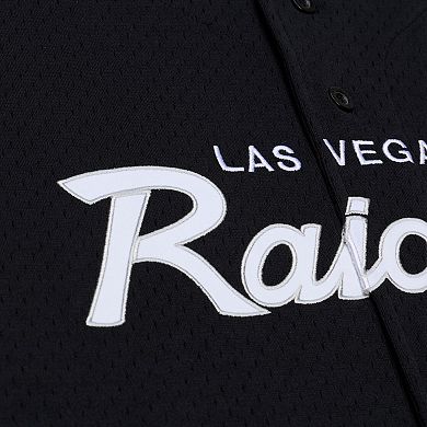 Men's Mitchell & Ness Black Las Vegas Raiders Head Coach Mesh Full-Button Fashion Jersey