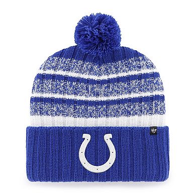 Men's '47 Royal/White Indianapolis Colts Tavern Cuffed Knit Hat with Pom
