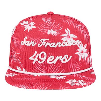 Men's New Era Scarlet San Francisco 49ers Palm Print A-Frame 9FIFTY Snapback Hat