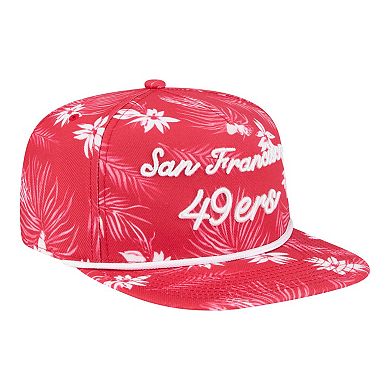 Men's New Era Scarlet San Francisco 49ers Palm Print A-Frame 9FIFTY Snapback Hat
