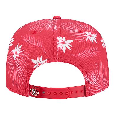 Men's New Era Scarlet San Francisco 49ers Palm Print A-Frame 9FIFTY Snapback Hat