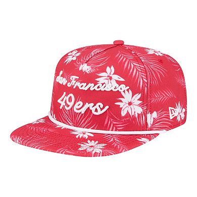 Men's New Era Scarlet San Francisco 49ers Palm Print A-Frame 9FIFTY Snapback Hat