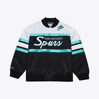 Men's Mitchell & Ness Black San Antonio Spurs Head Coach Lightweight Satin Full-Snap Jacket