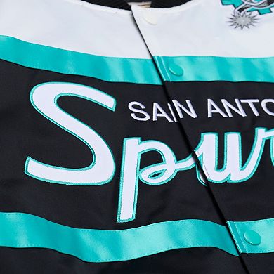 Men's Mitchell & Ness Black San Antonio Spurs Hardwood Classics Head Coach Lightweight Satin Full-Snap Jacket