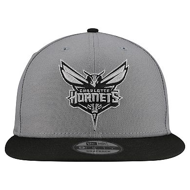 Men's New Era Gray Charlotte Hornets Core Logo Storm Gray Two-Tone 9FIFTY Snapback Hat