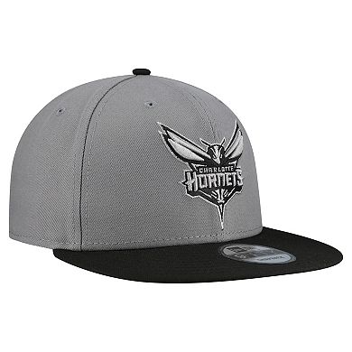 Men's New Era Gray Charlotte Hornets Core Logo Storm Gray Two-Tone 9FIFTY Snapback Hat