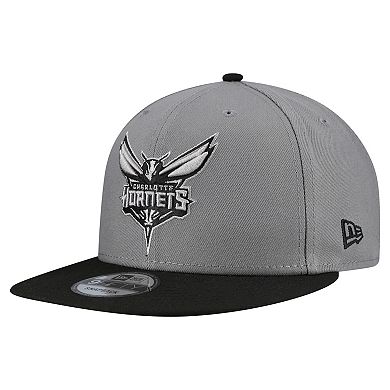 Men's New Era Gray Charlotte Hornets Core Logo Storm Gray Two-Tone 9FIFTY Snapback Hat