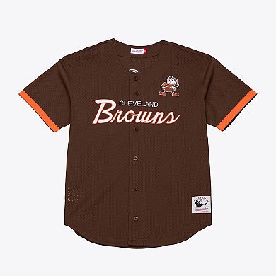 Men's Mitchell & Ness Brown Cleveland Browns Head Coach Mesh Full-Button Fashion Jersey