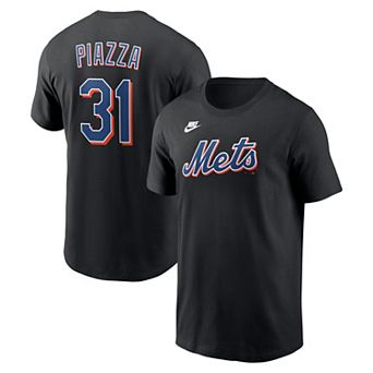 Men's Nike Mike Piazza Black New York Mets Cooperstown Collection Name & Number T-Shirt