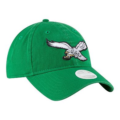 Women's New Era Kelly Green Philadelphia Eagles Throwback 9TWENTY Adjustable Hat