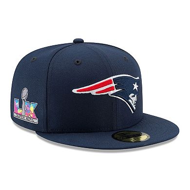 Men's New Era Navy New England Patriots Super Bowl LX Side Patch 59FIFTY Fitted Hat